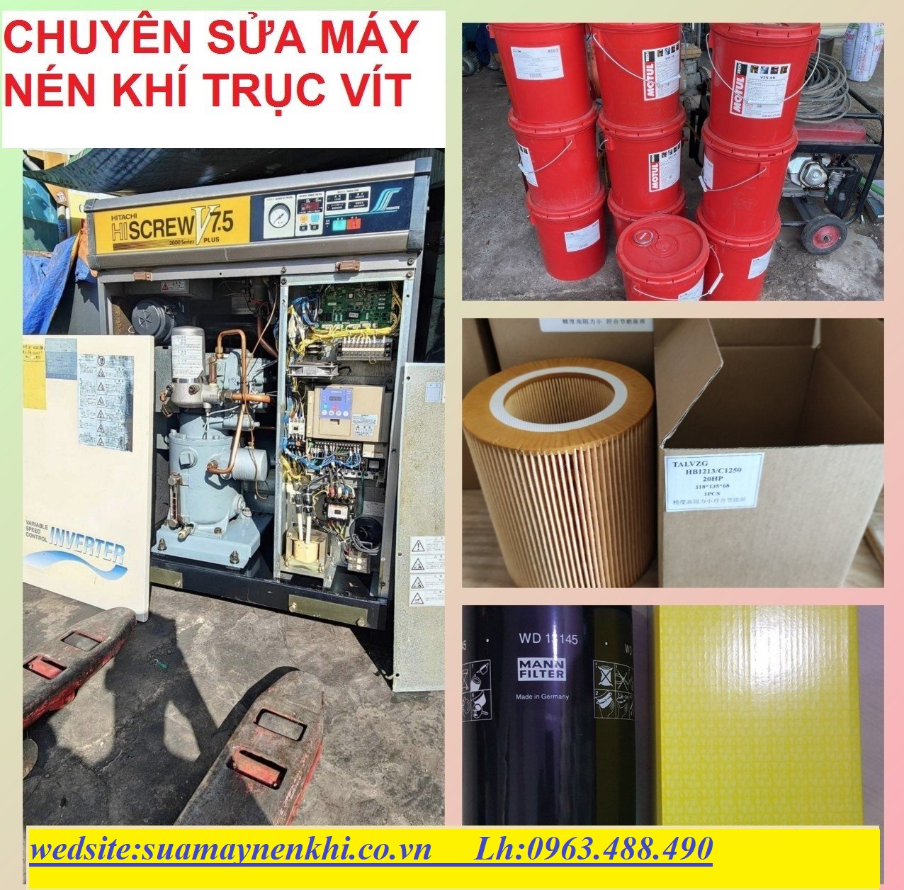 Sửa máy nén khí tại long thành