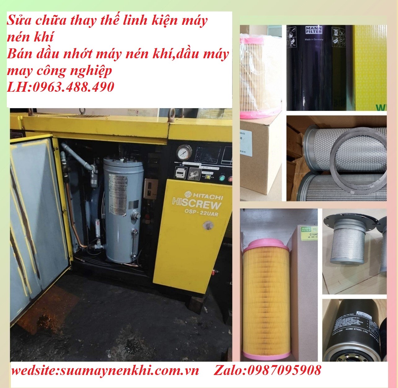 Địa chỉ sửa máy nén khí nhơn trạch